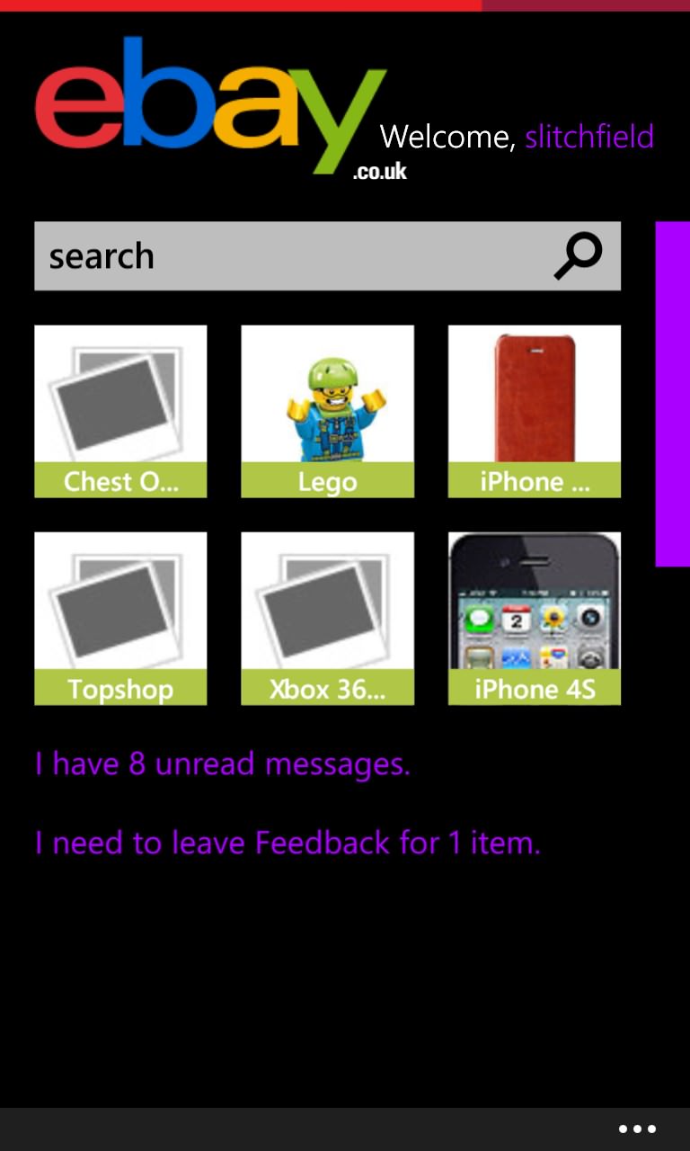 Screenshot, eBay client