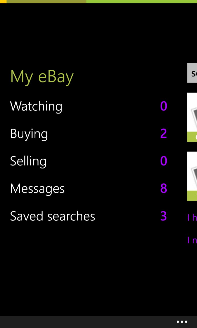 Screenshot, eBay client