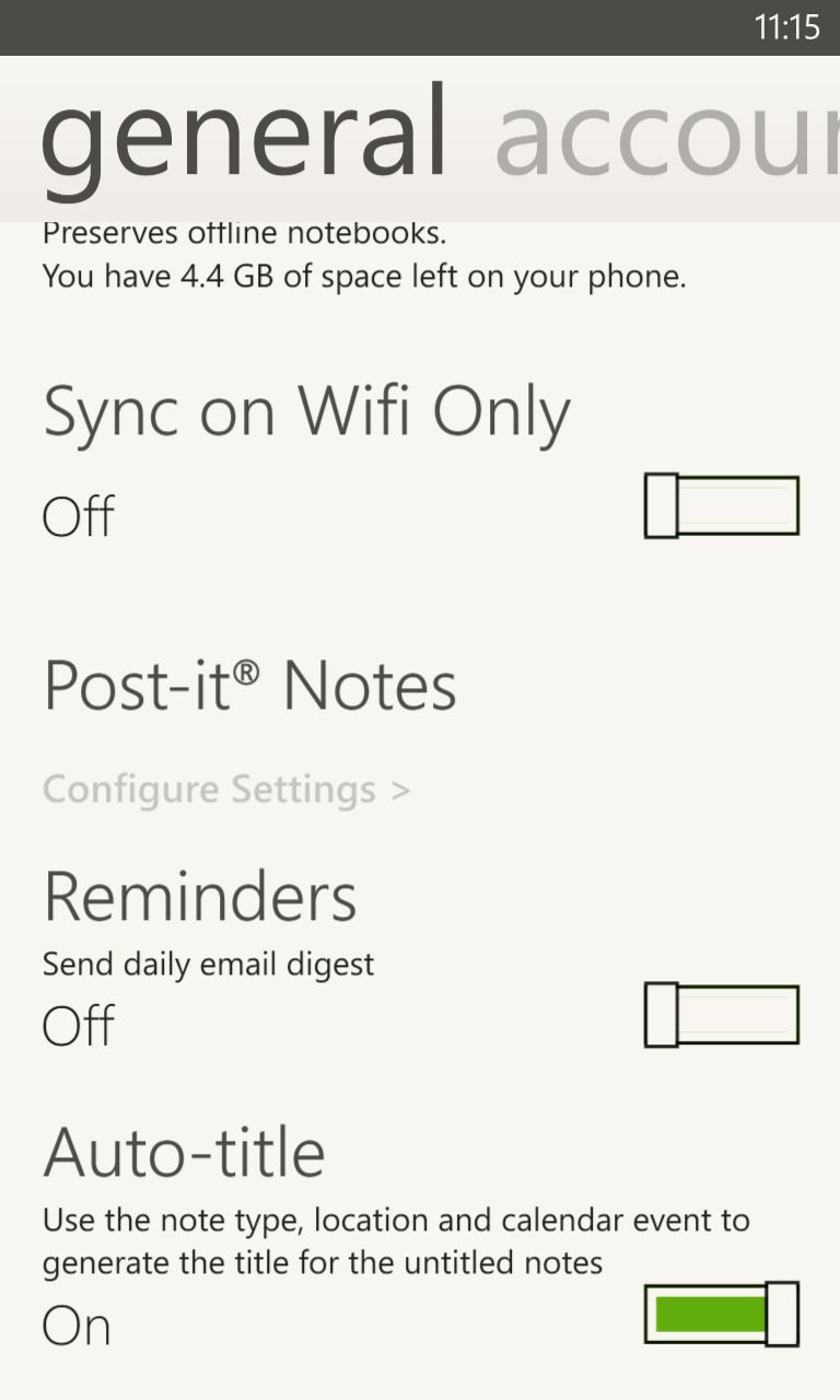 Evernote screenshot