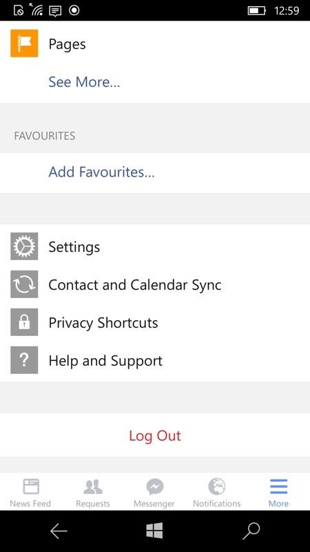 Screenshot, Facebook sync