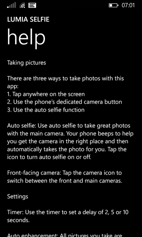 Lumia Selfie screenshot