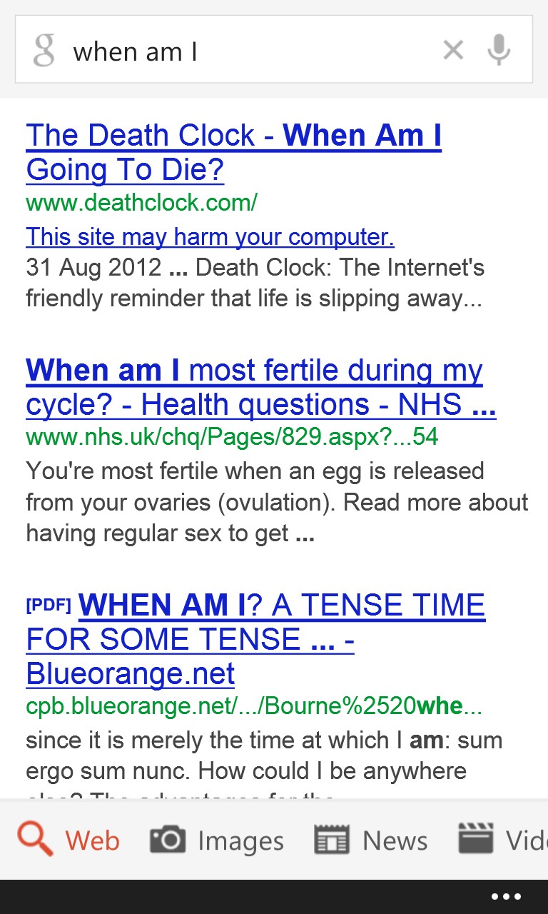 Screenshot, Google Search