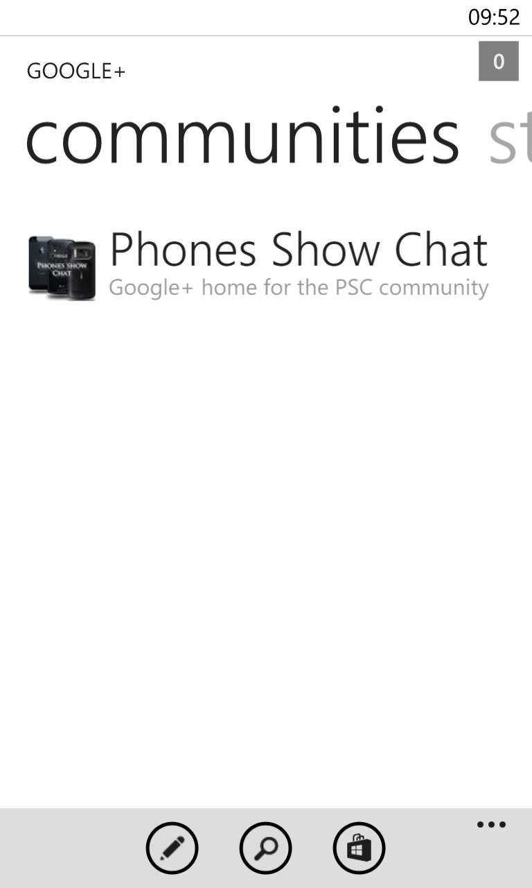 Screenshot, gPlus on Windows Phone