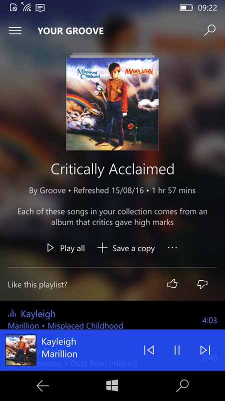 Screenshot, Groove Music