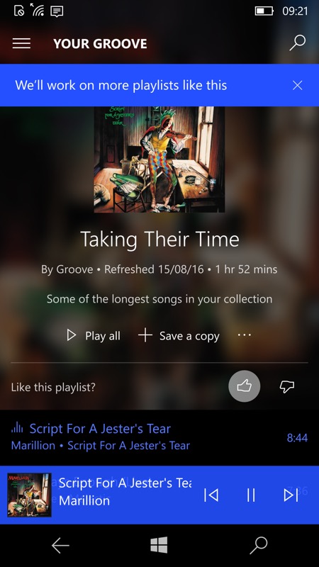 Screenshot, Groove Music