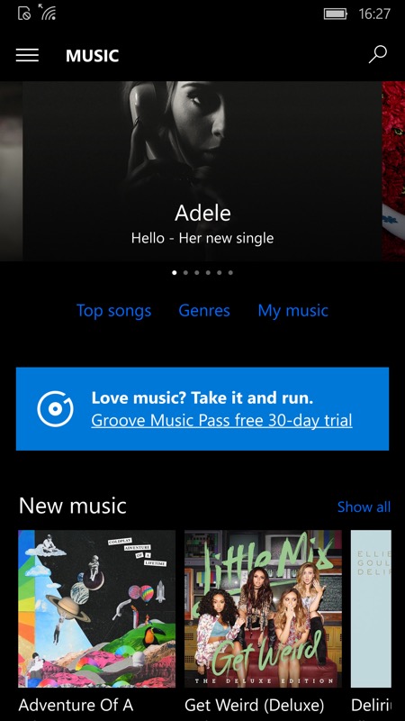 Screenshot, Groove Music