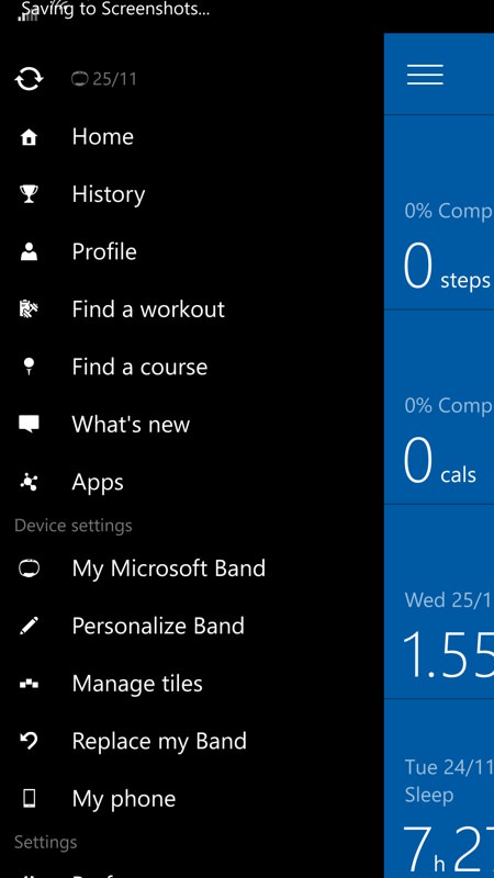 Screenshot, Microsoft Health