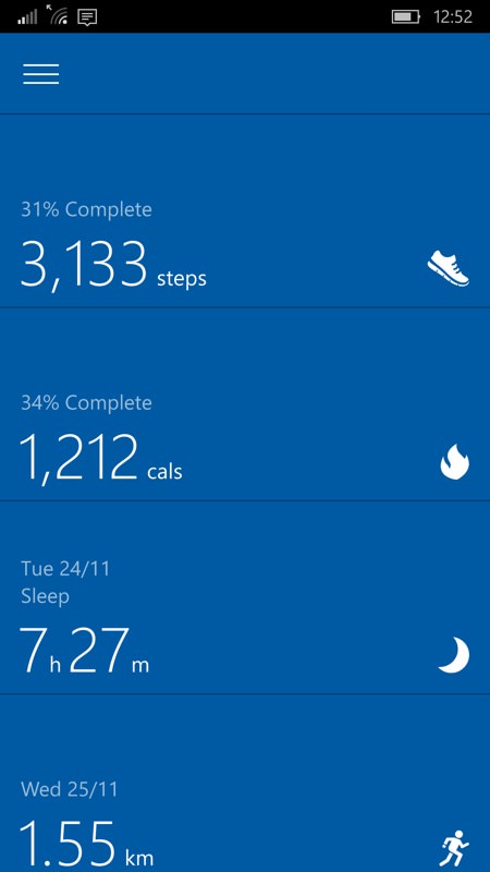 Screenshot, Microsoft Health