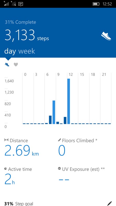 Screenshot, Microsoft Health