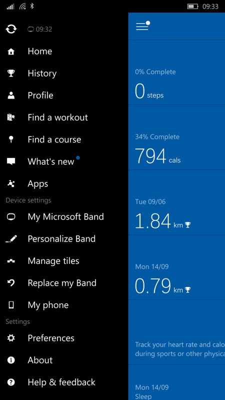 Microsoft Health screenshot