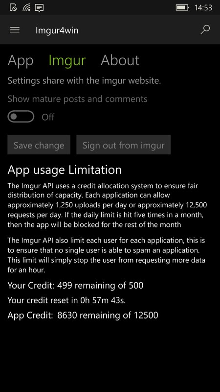Screenshot, Imgur4Windows UWP