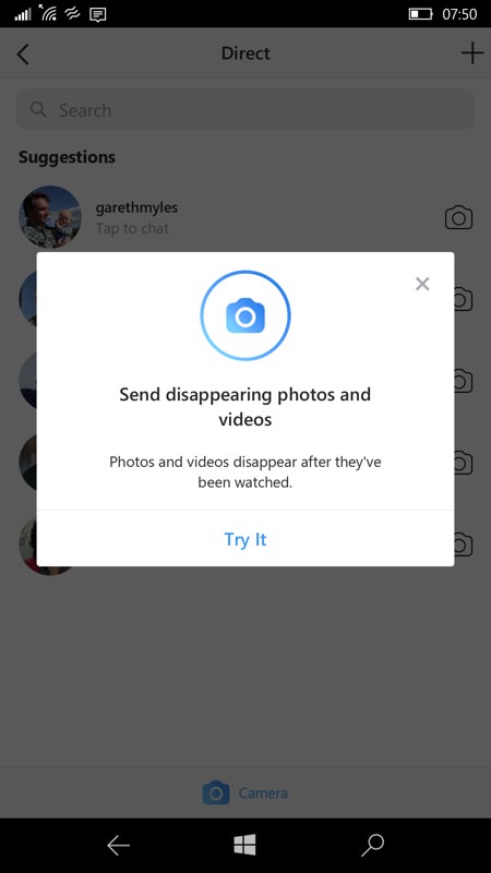 Screenshot, Instagram for Windows 10