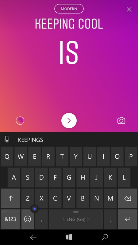 Screenshot, Instagram for Windows 10