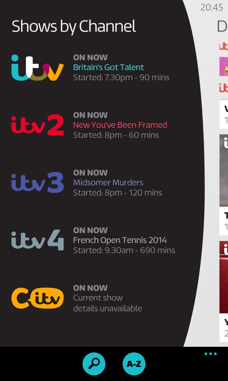 Screenshot, ITV Player