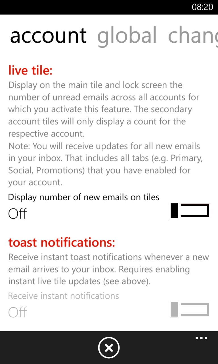 Screenshot, MetroMail, Gmail for Windows Phone