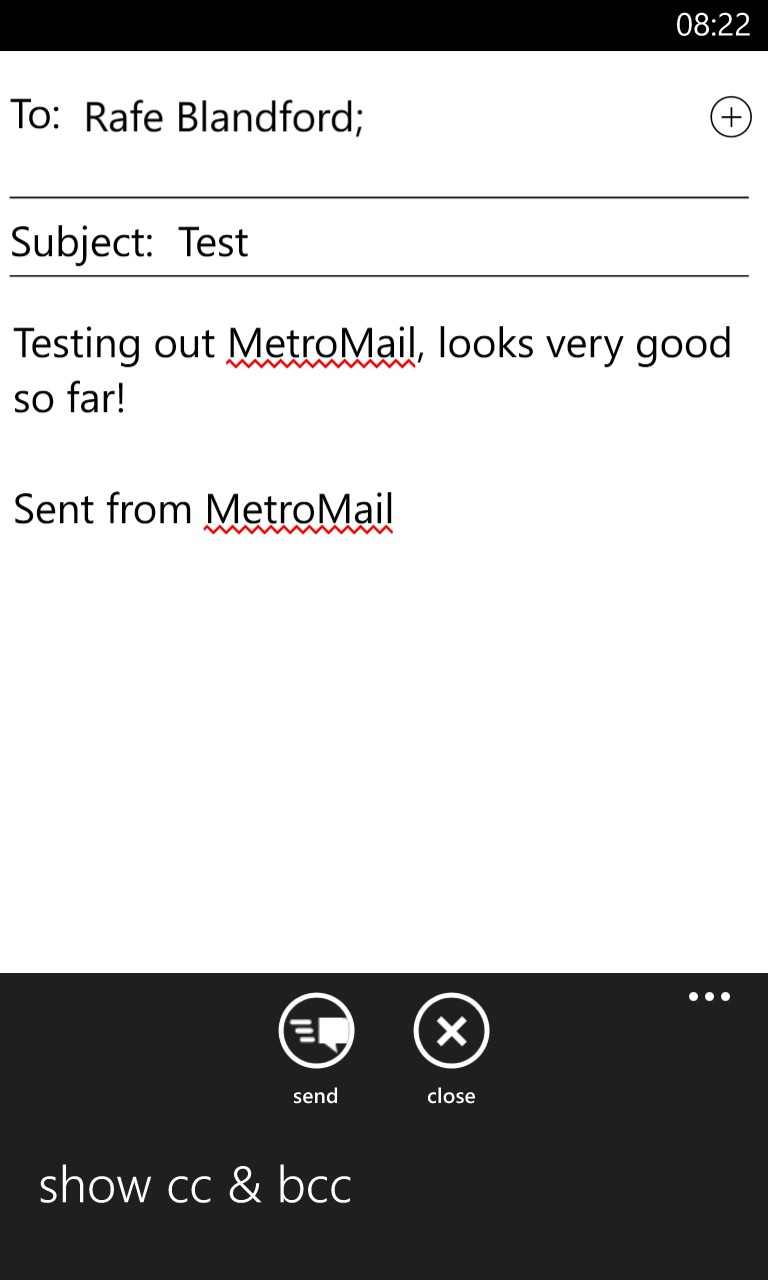 Screenshot, MetroMail, Gmail for Windows Phone