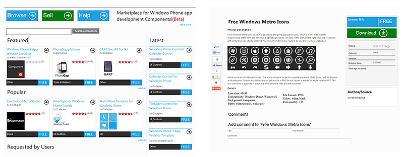 Windows Phone Geek component marketplace