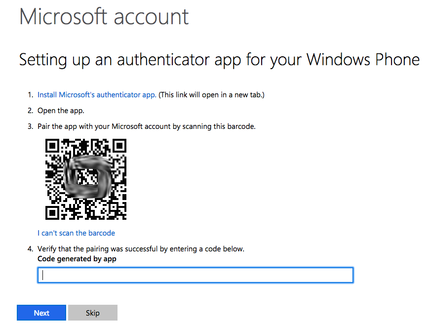 qr code for microsoft authenticator