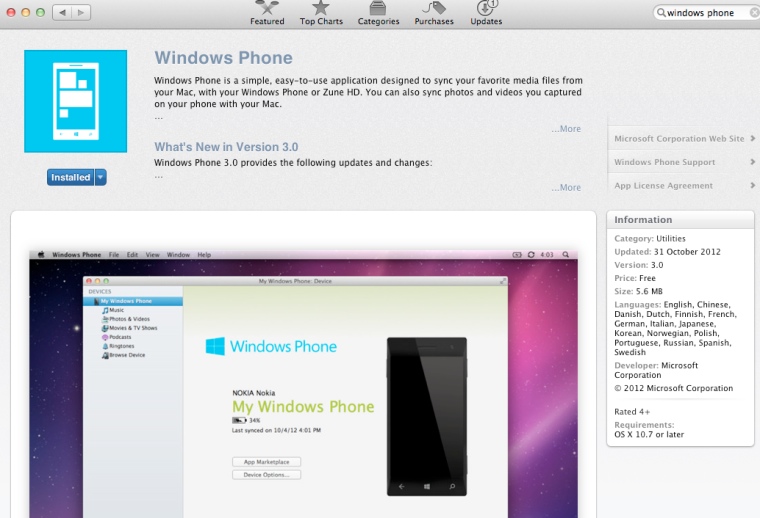 Windows Phone on OSX