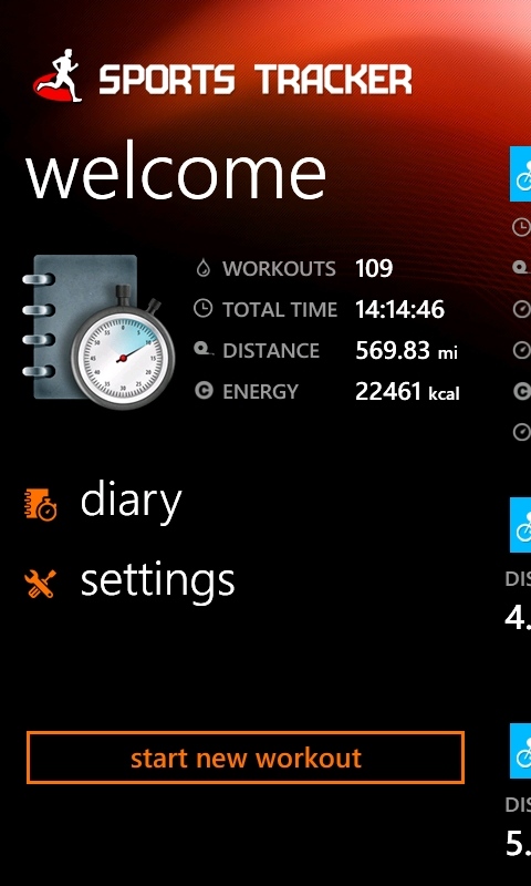 Sports Tracker on Windows Phone