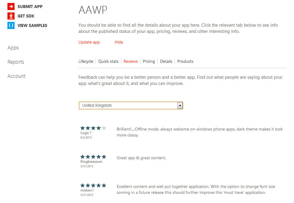 AAWP app page