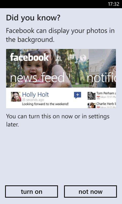 Facebook 2.3 on Windows Phones