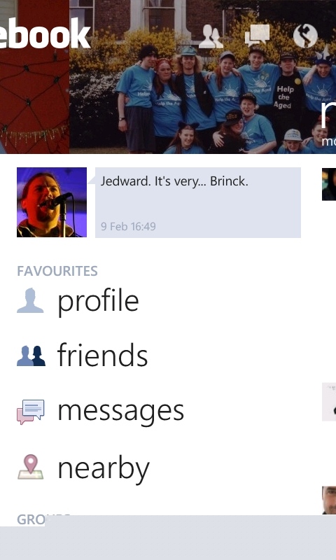 Facebook 2.3 on Windows Phones