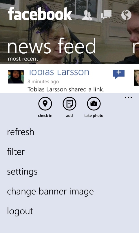 Facebook 2.3 on Windows Phones