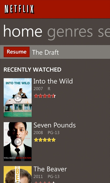Netflix on Windows Phone