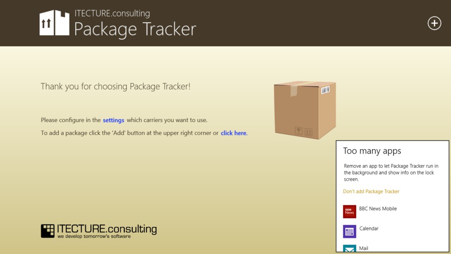 Package Tracker on Windows 8