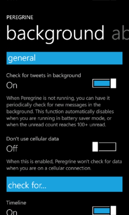 Peregrine- WP Twitter Client