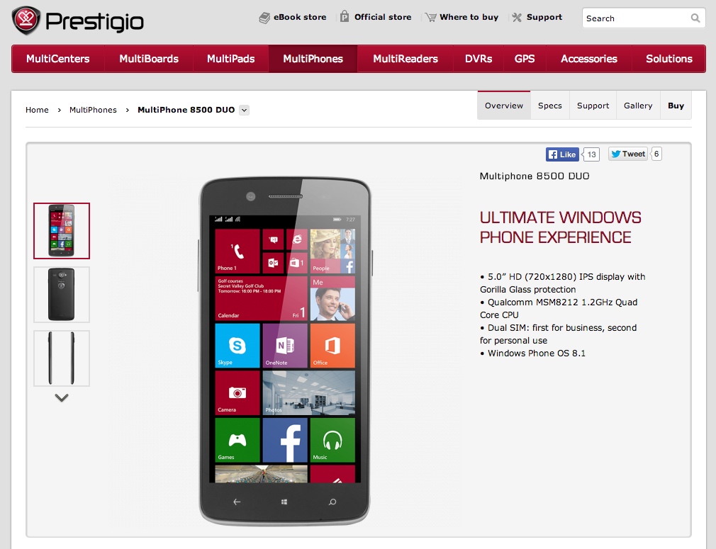 Prestigio 8.1 phone