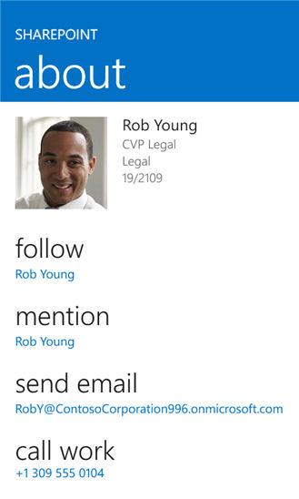 Sharepoint app screenshot