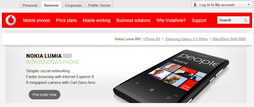 Vodafone splash