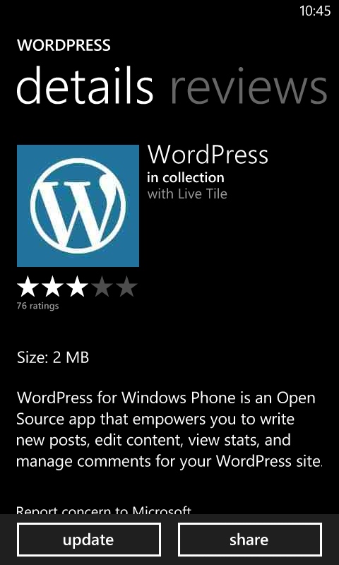 Wordpress for Windows Phone
