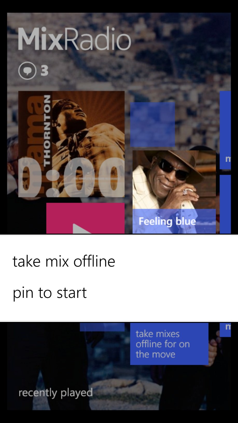 Screenshot, MixRadio