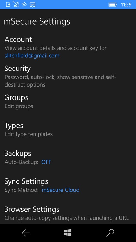 msecure data file location