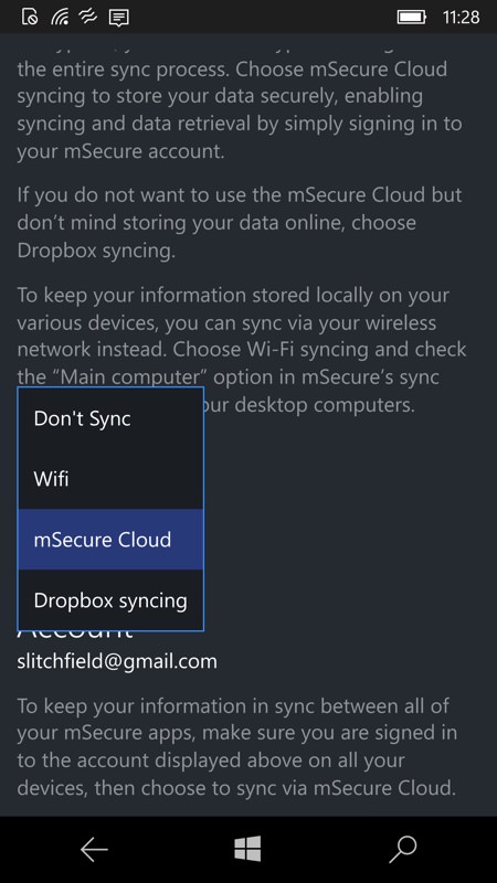 sync msecure with dropbox