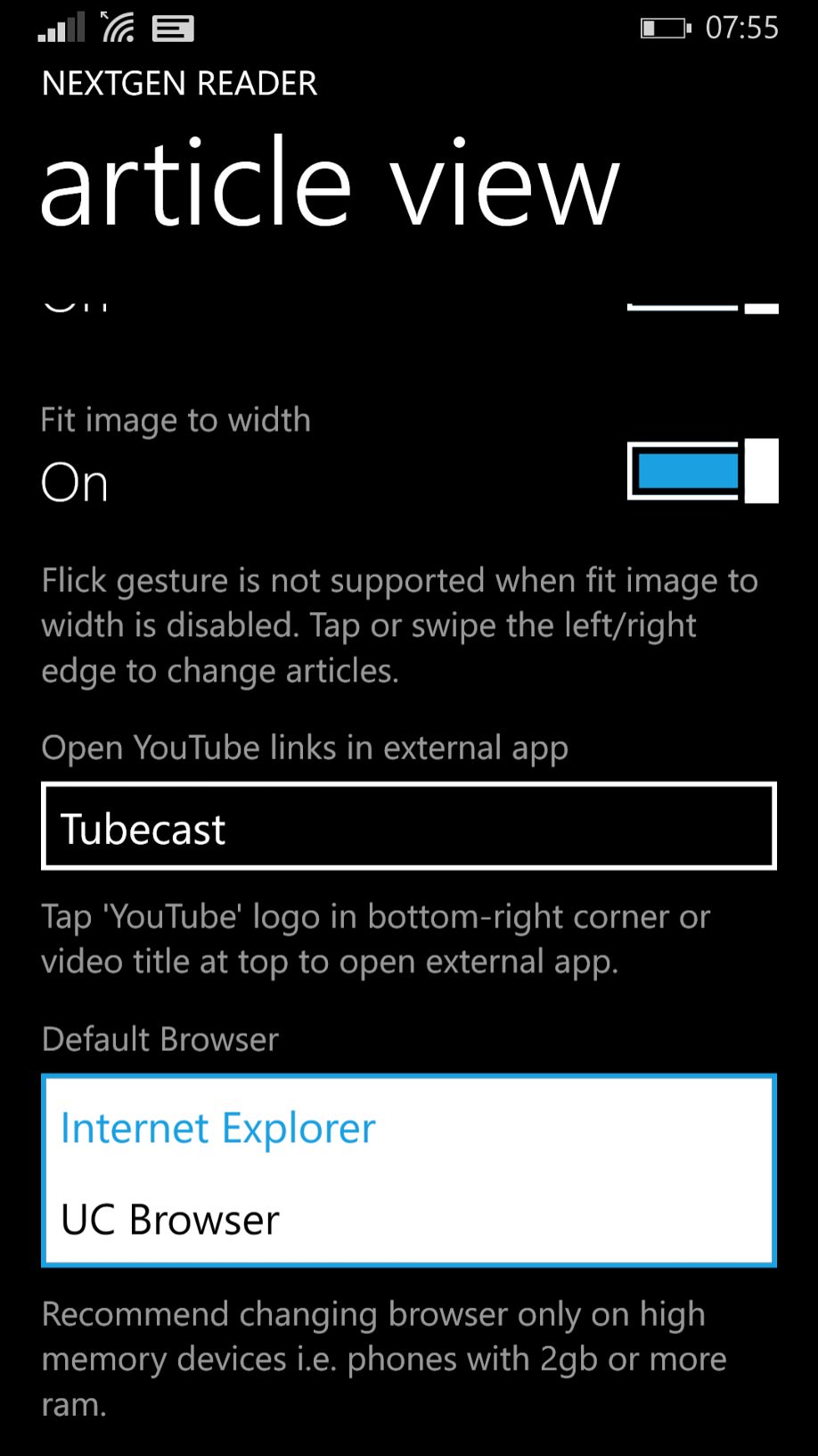 tubecast for windows phone