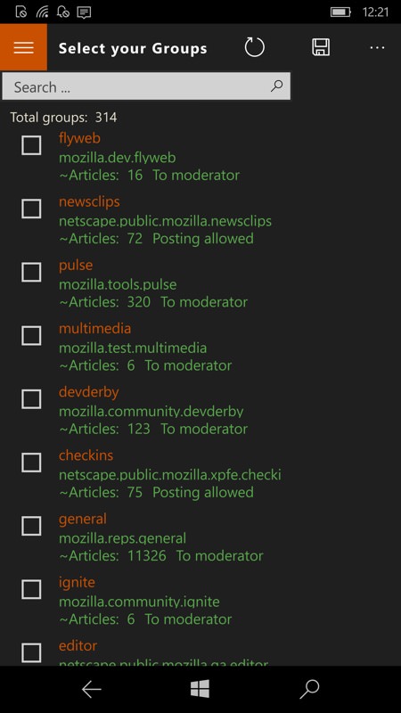NewsgroupsRT UWP gives access to Usenet groups