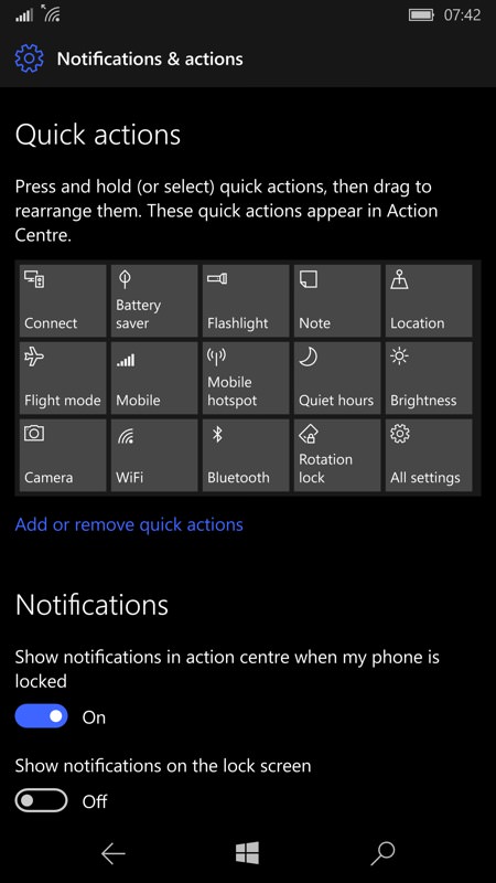 Notifications control