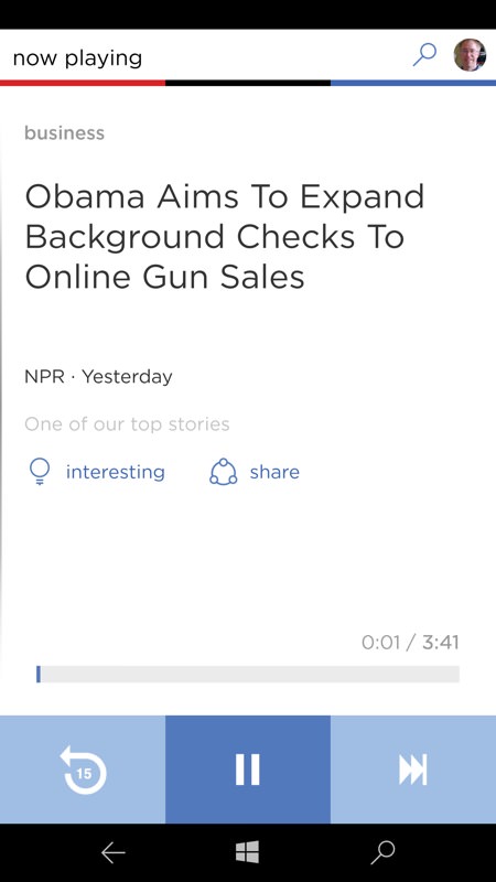 Screenshot, NPR One