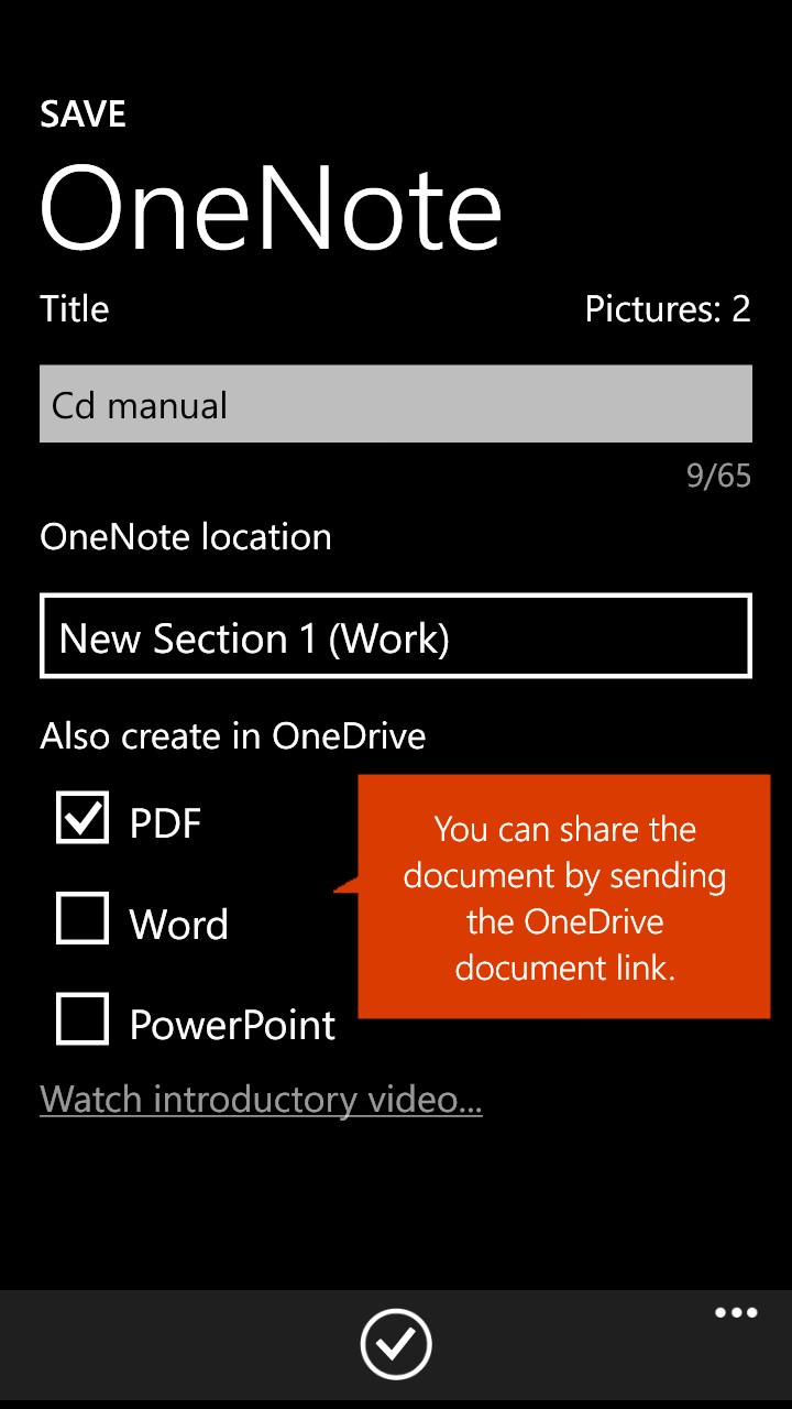 Office Lens saving to PDF