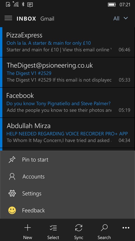 Outlook screenshot