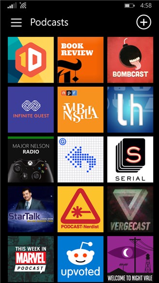 Screenshot, Pocket Casts for Windows Phone