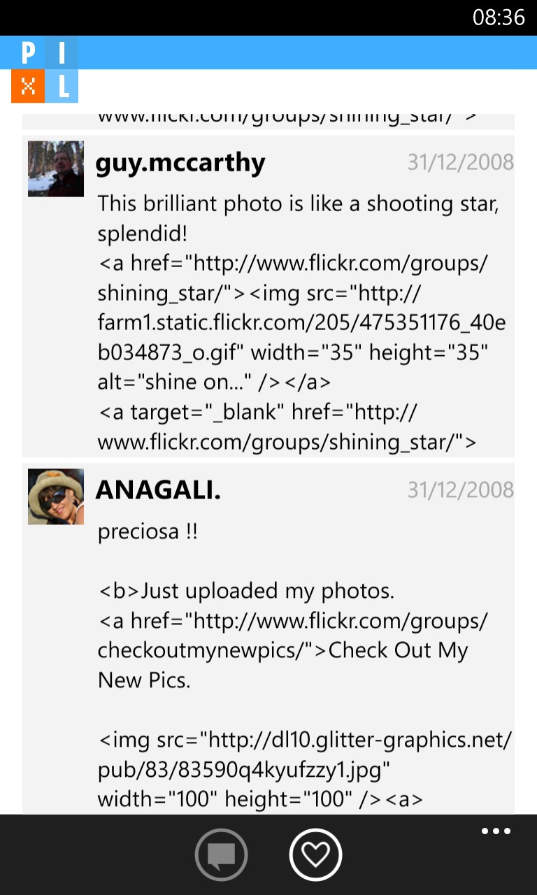 Screenshot, Pixl for Flickr