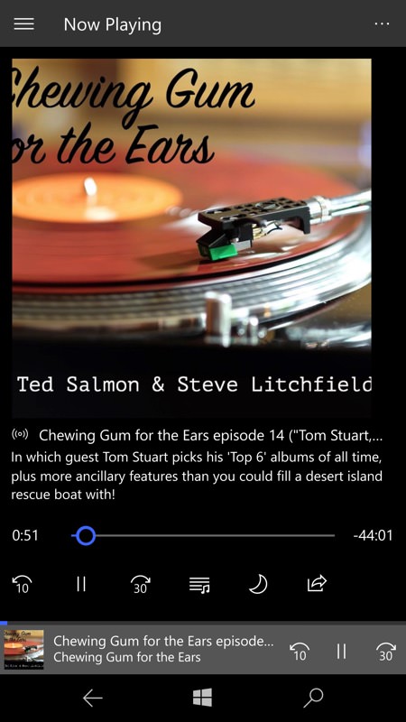 Screenshot, Podcast Lounge UWP beta