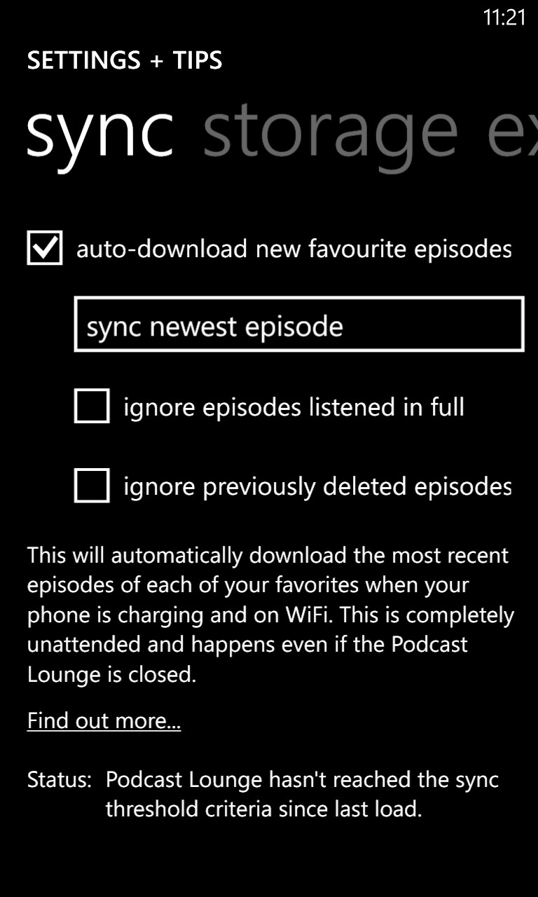 Screenshot, Podcast Lounge