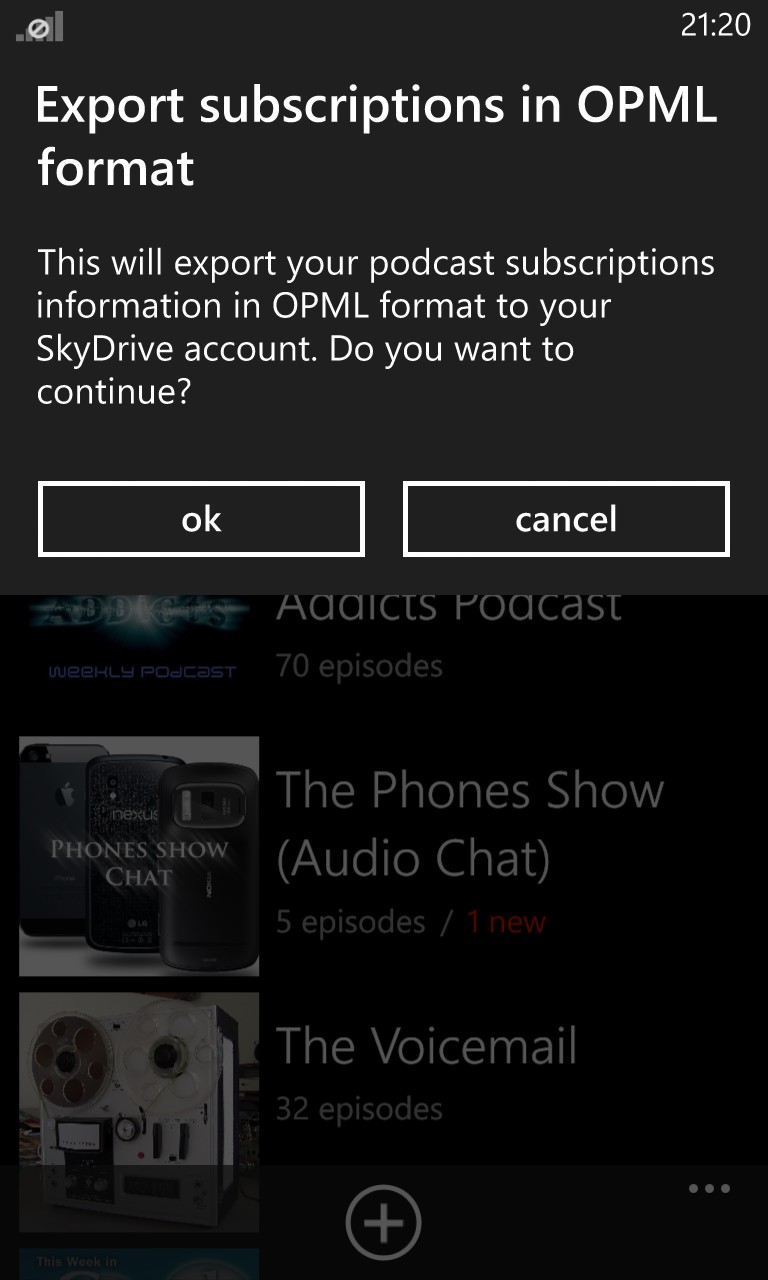 Screenshot, Podcatcher 2.1.0