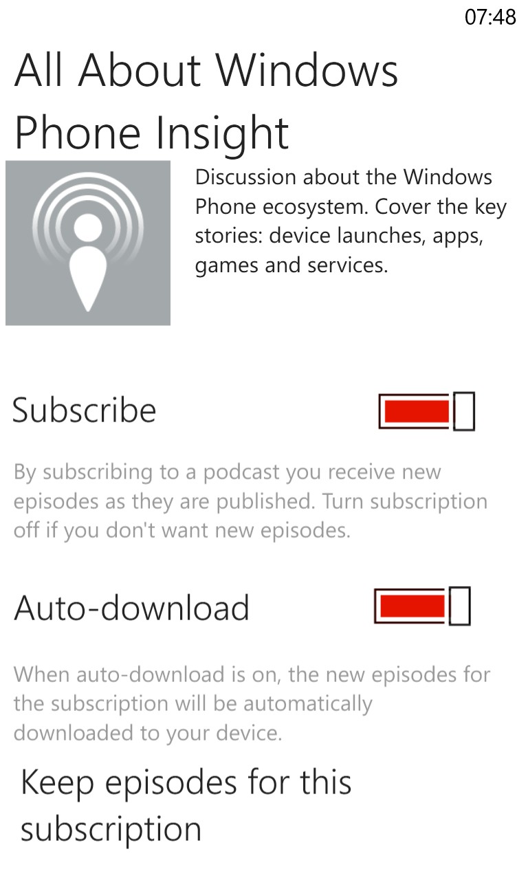 Screenshot, Podcatcher